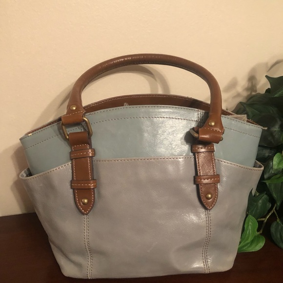 Tignanello two tone light blue & brown handle bag - Picture 2 of 16